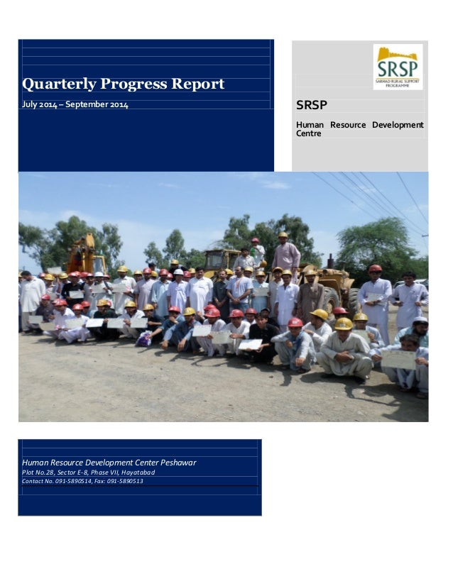 Quarterly Progress Report For SRSP HRD Section