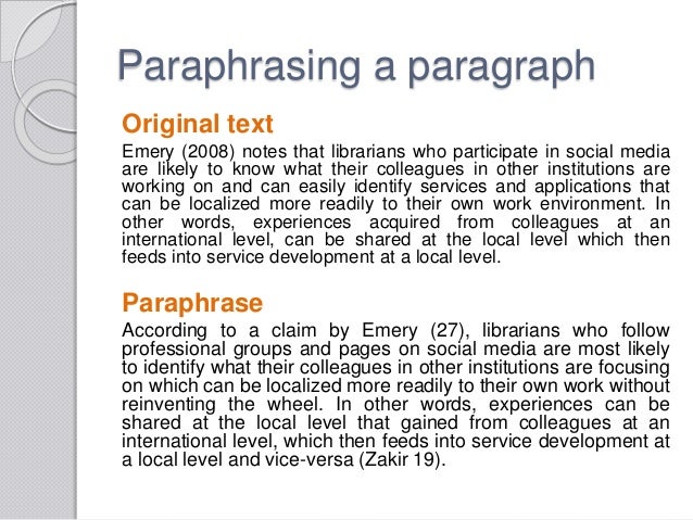 paraphrasing essay example