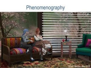 Phenomenography
Sheila Webber, May 2016
 