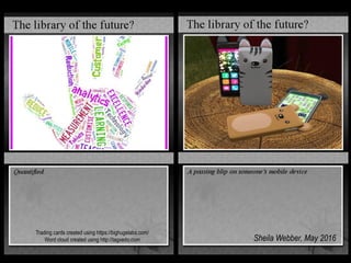 Trading cards created using https://bighugelabs.com/
Word cloud created using http://tagxedo.com Sheila Webber, May 2016
 