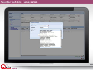 Recording work time – sample screen
 