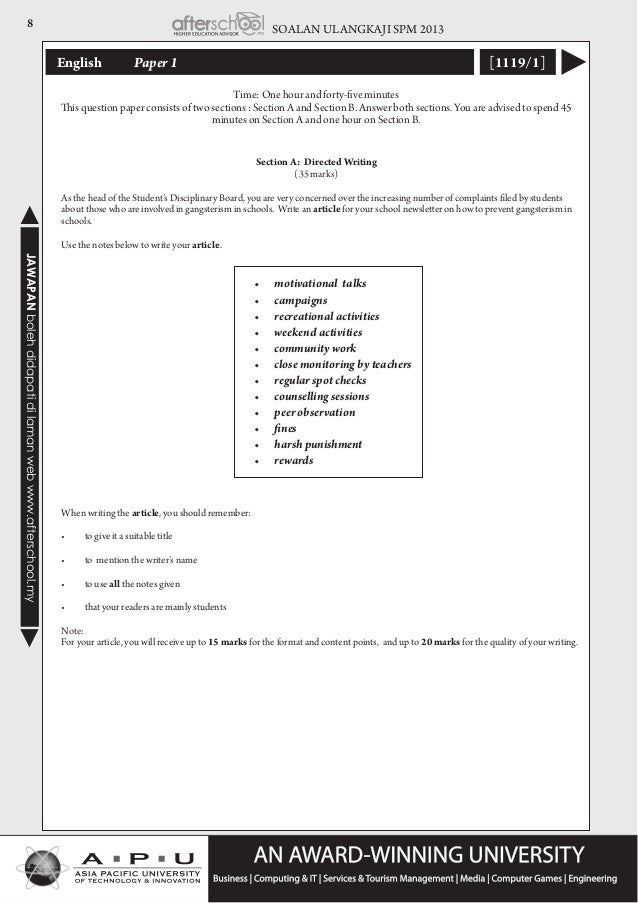 SOALAN ANALISIS SPM 2013