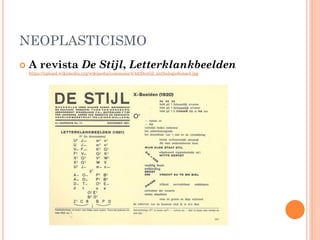 NEOPLASTICISMO
 A revista De Stijl, Letterklankbeelden
https://upload.wikimedia.org/wikipedia/commons/4/4d/Destijl_anthologiebonset.jpg
 