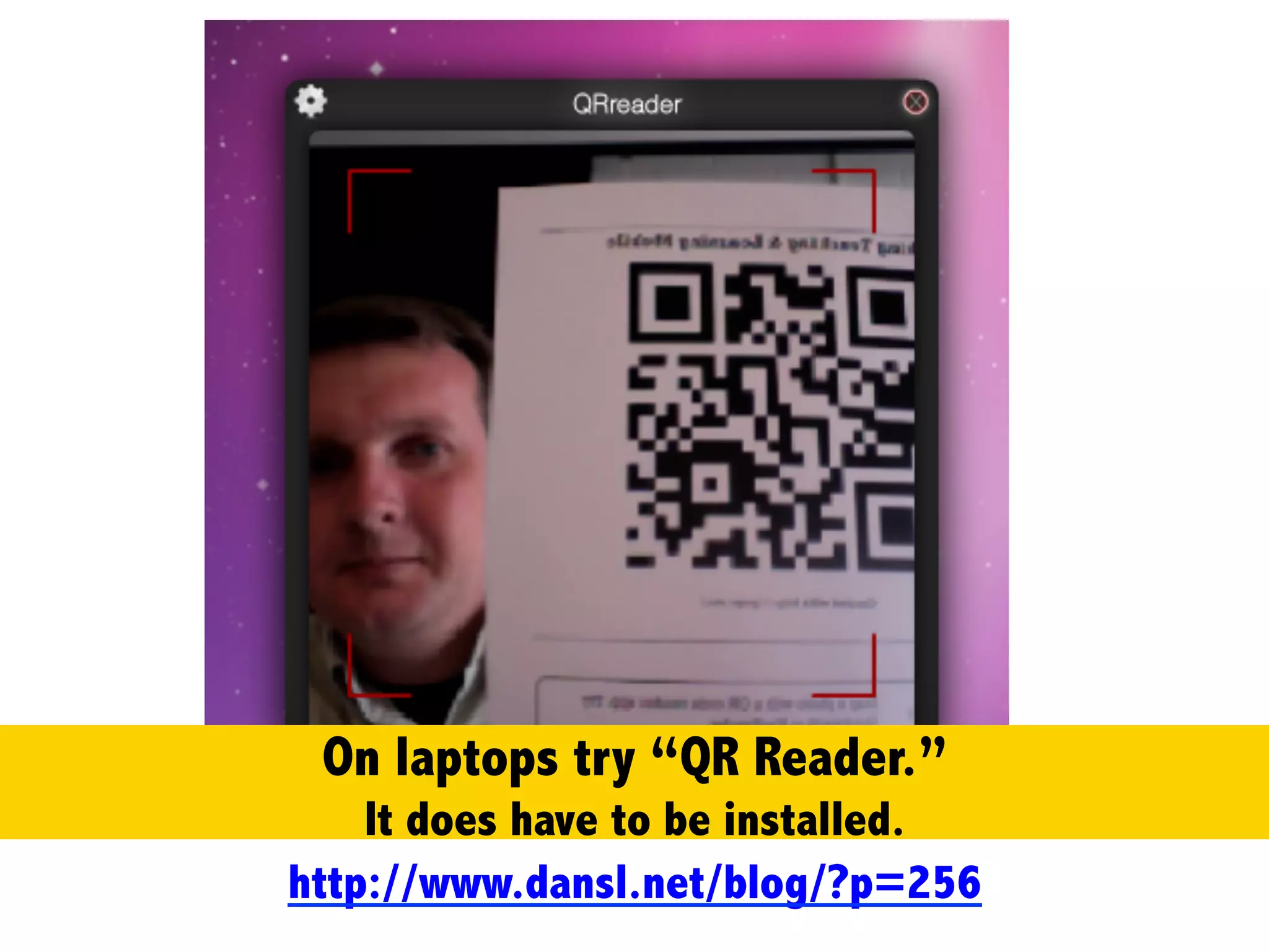 Can you change a “Sit & Git” to a “Meet, Greet & Scan”?
See http://mesmrswhitesclass.blogspot.com/search/label/QR%20code
 