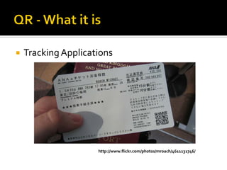    Tracking Applications




                     http://www.flickr.com/photos/mroach/4611131746/
 