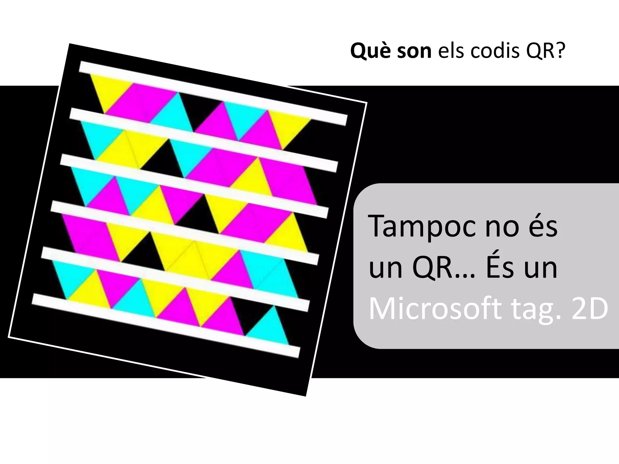 Què son els codis QR?




 Tampoc no és
 un QR… És un
 Microsoft tag. 2D
 