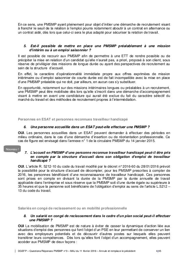 Cadre légal de mise en place de PMSMP (Stage) lorsqu'on recherche un