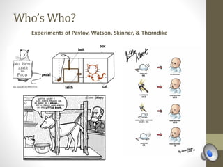 Who’s Who?
Experiments of Pavlov, Watson, Skinner, & Thorndike
 