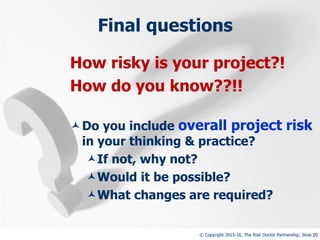 QRA for overall project risk - Dr David Hillson | PDF