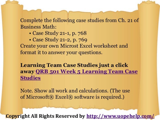Qrb501 week 5 case study image