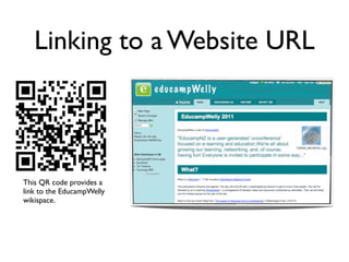 Linking to a Website URL



This QR code provides a
link to the EducampWelly
wikispace.
 