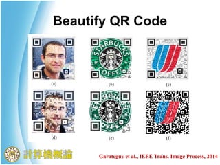 Beautify QR Code
Garateguy et al., IEEE Trans. Image Process, 2014
 