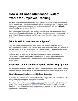 QR Code Attendance System for Smarter Employee Tracking | PDF