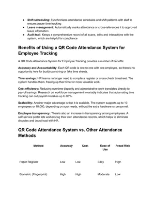 QR Code Attendance System for Smarter Employee Tracking | PDF