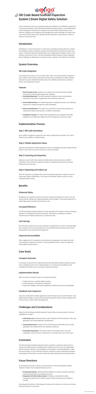 Scdes Insection Log QR Code Based Scaffold Inspection System | Smart Digital Safety ...