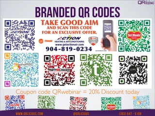 BRANDED QR CODES




Coupon code QRwebinar = 20% Discount today
 