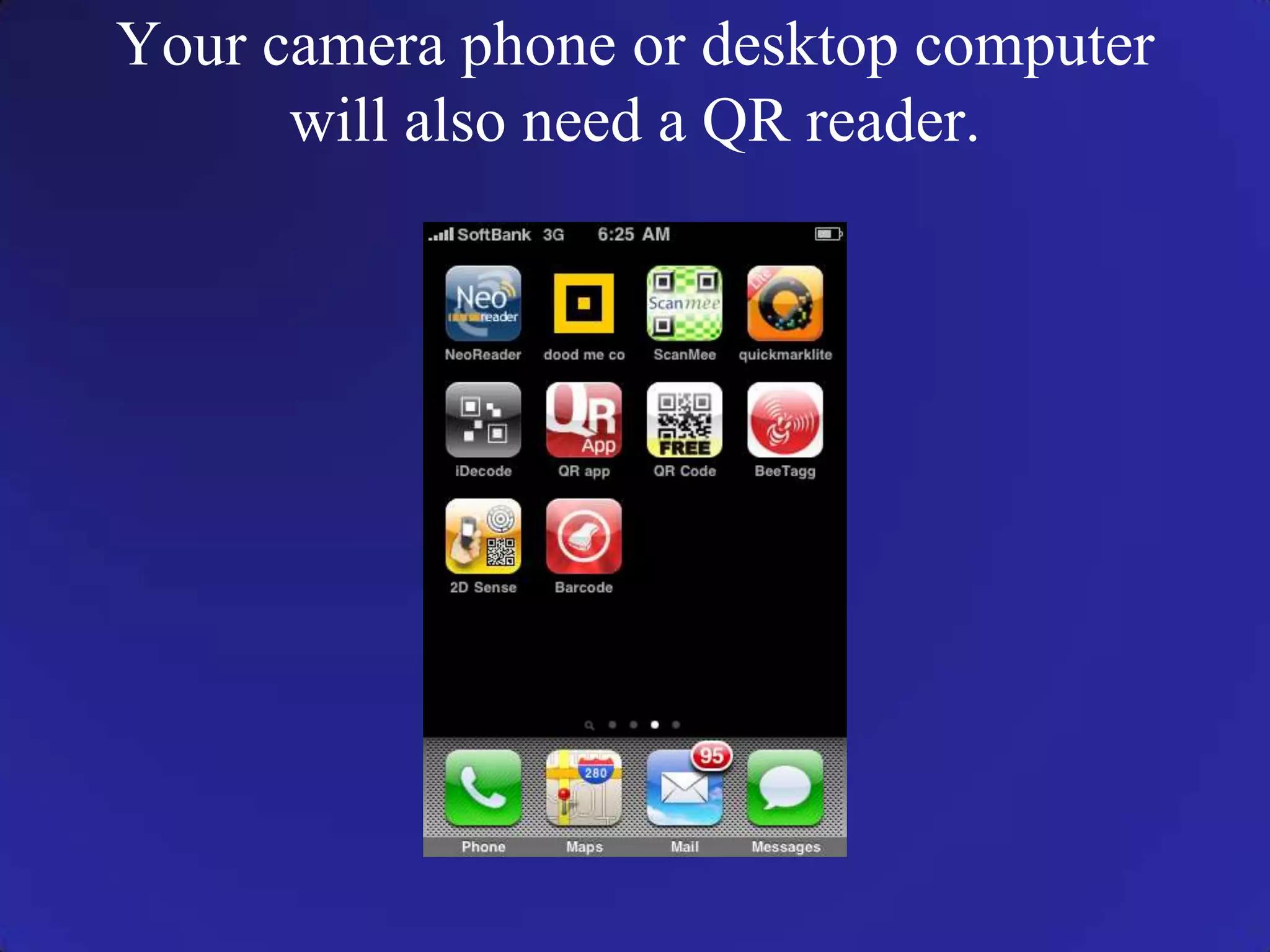 Your camera phone or desktop computer will also need a QR reader.