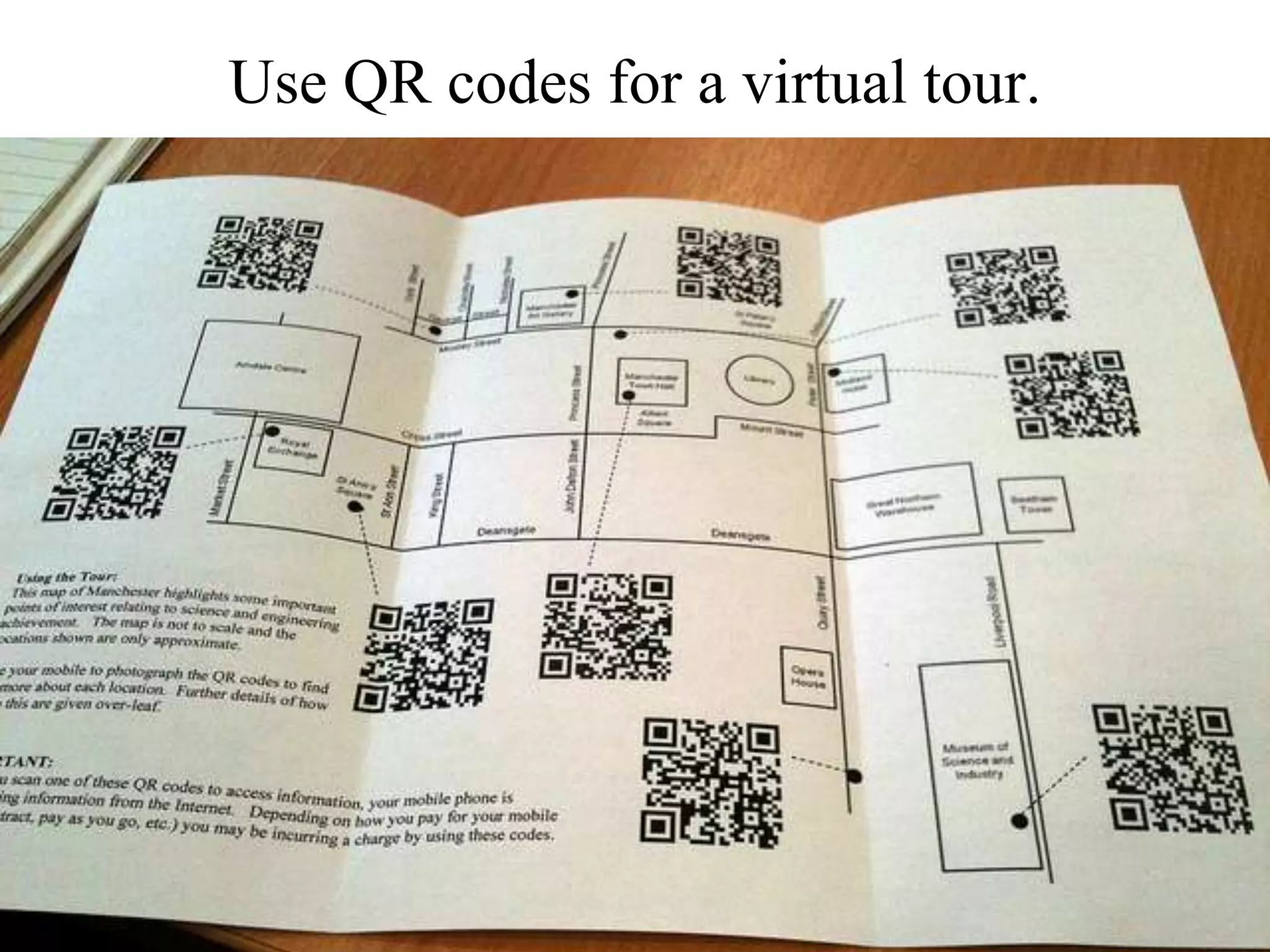 Use QR codes for a virtual tour.