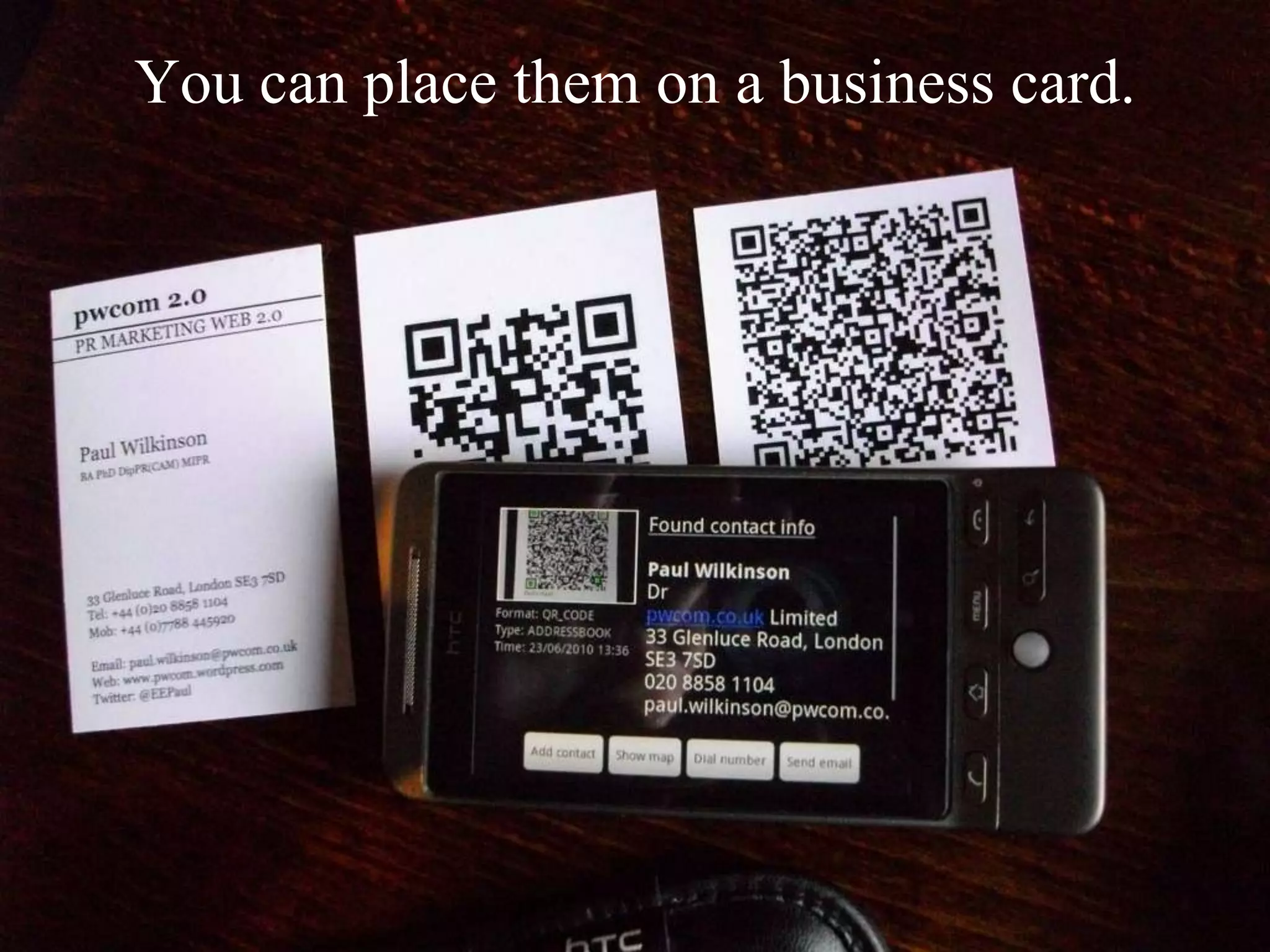 You can place them on a business card.