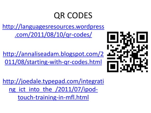 QR codes - USEFUL WEBSITES | PPTX | Computing | Technology & Computing