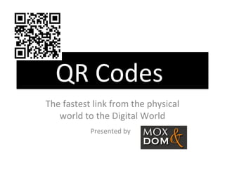 QR Codes
The fastest link from the physical
world to the Digital World
Presented by
 