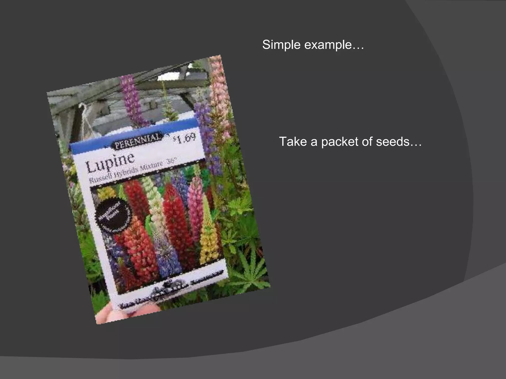 Simple example… Take a packet of seeds… 
