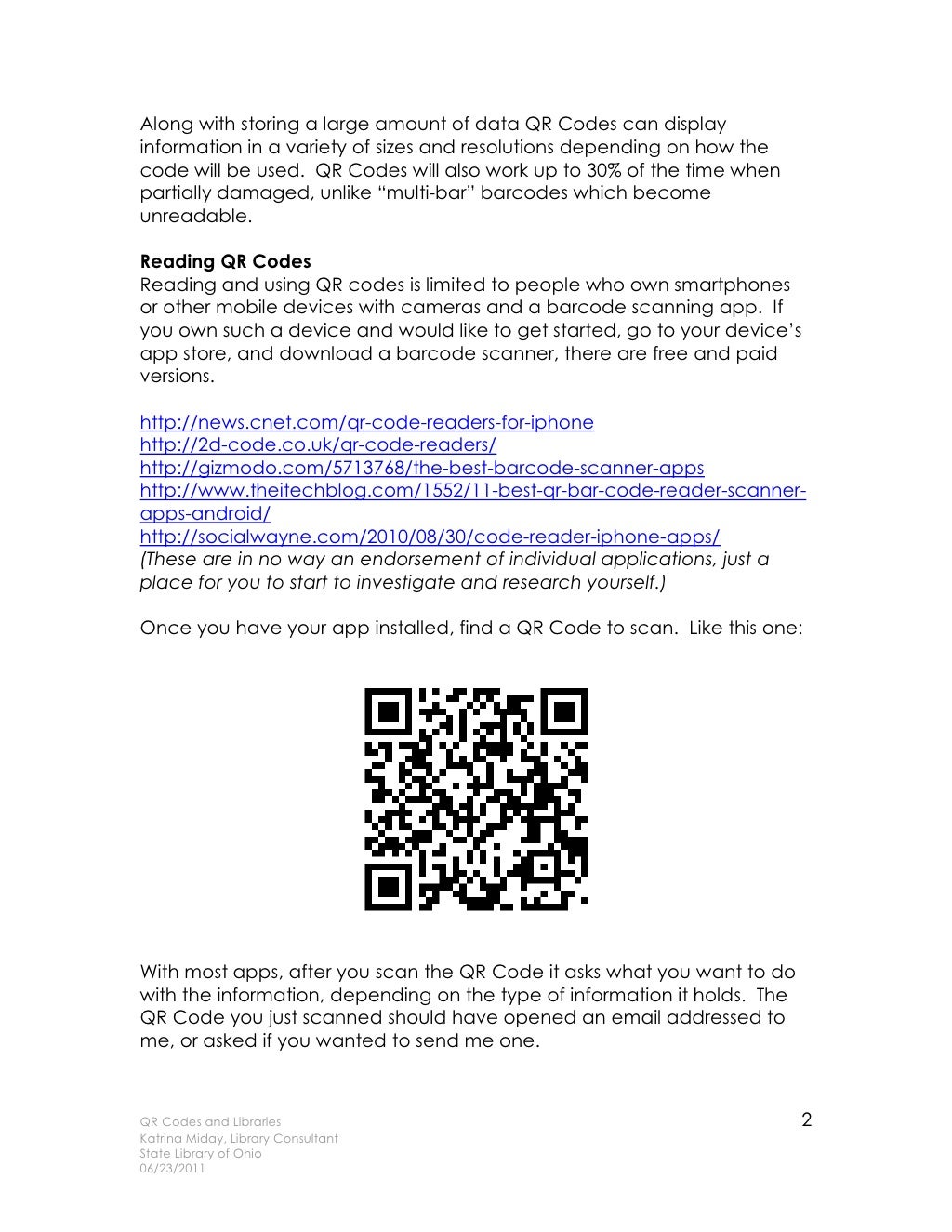 Qr codes and libraries