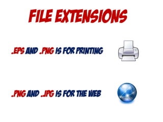 FILE EXTENSIONS
.eps and .png is for printing
.png and .jpg is for the web