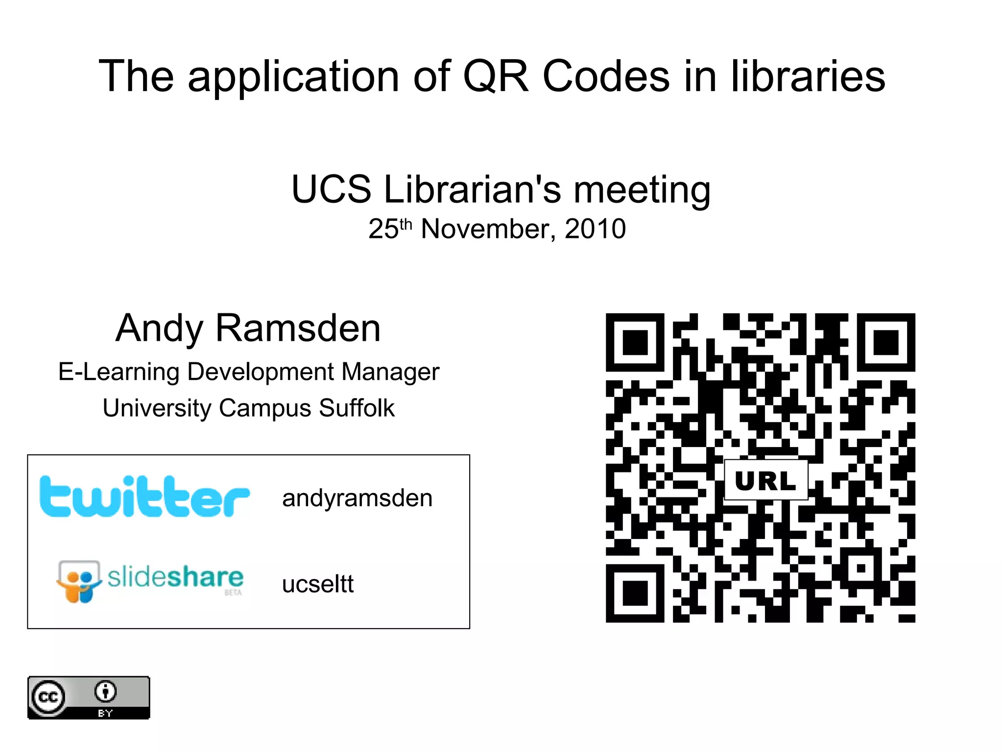 Application of QR Codes in Libraries | PPT
