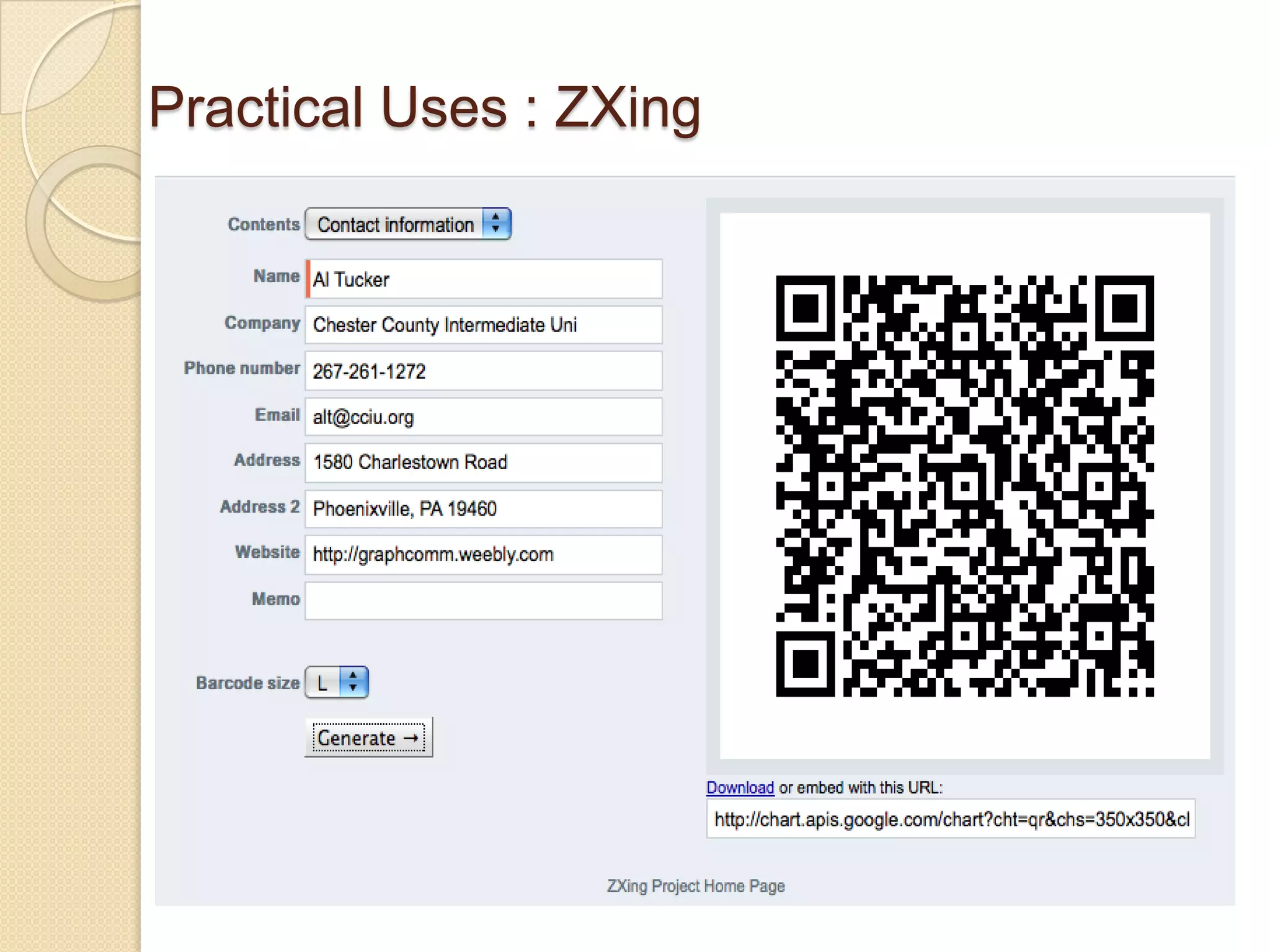 Practical Uses : ZXing
 