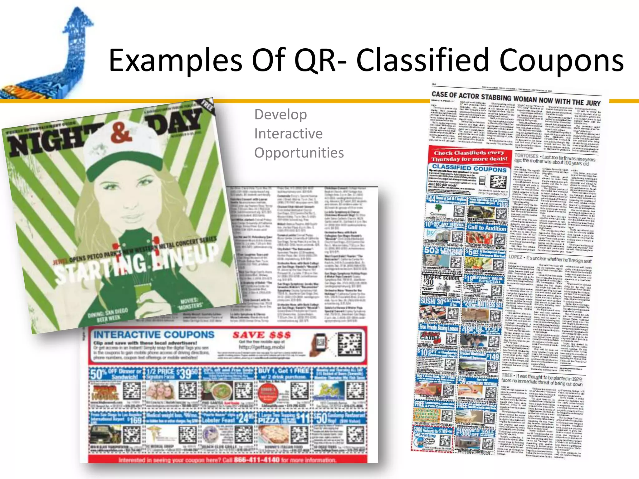 Examples Of QR- Classified Coupons	Develop Interactive Opportunities