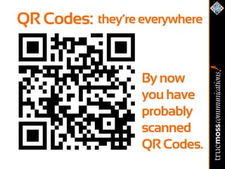 QR Codes: they’re everywhere


                  By now
                  you have
                  probably
                  scanned
                  QR Codes.
 