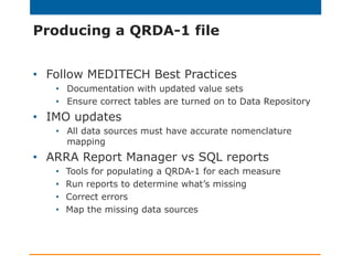 How MEDITECH Hospitals Can Meet The New eCQM Reporting Requirements ...