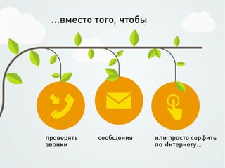 ...вместо того, чтобы




проверять   сообщения    или просто серфить
звонки                   по Интернету…
 