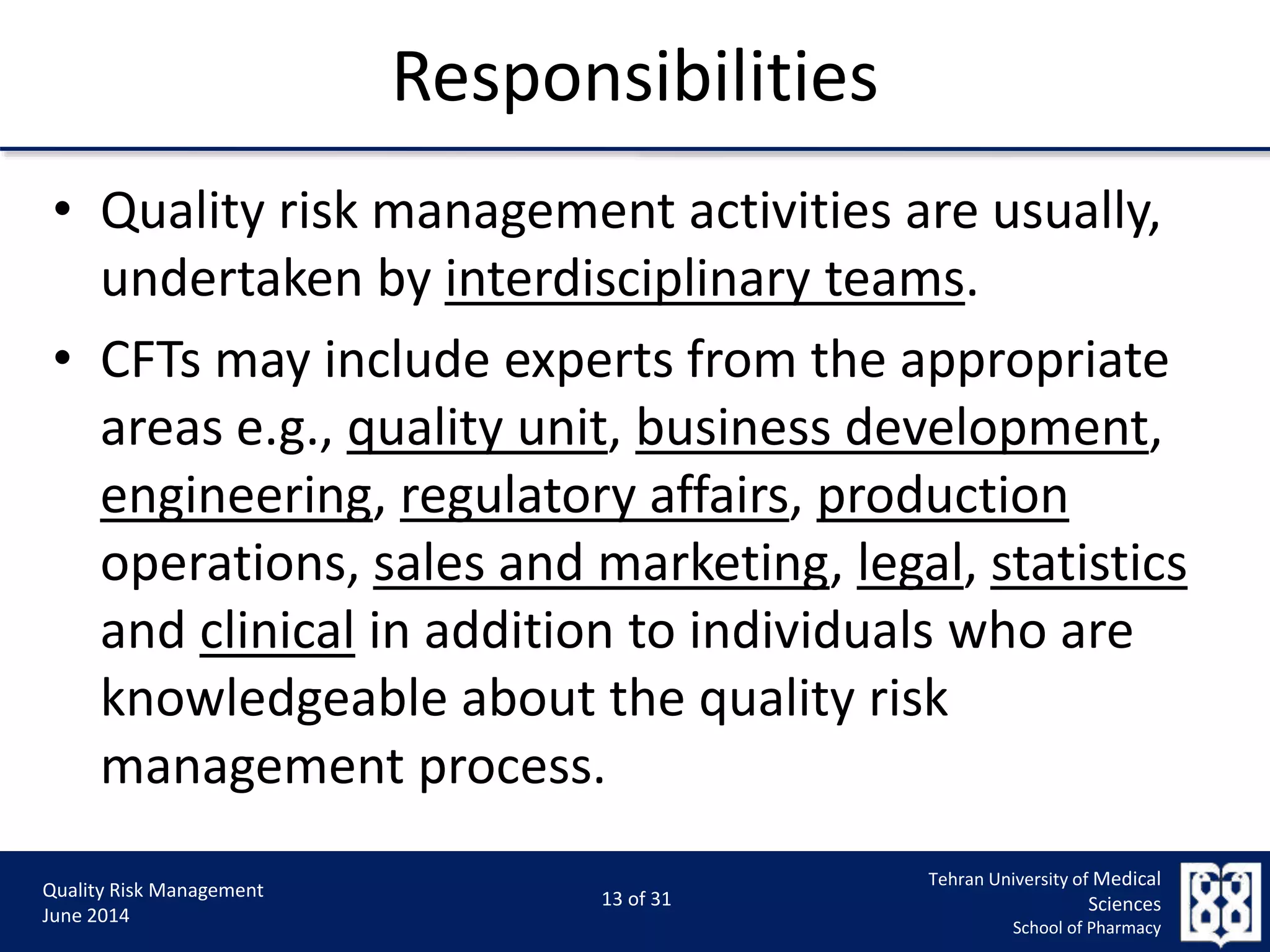 Quality Risk Management Team Quality Risk Management | PPTX