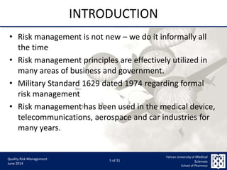 Quality Risk Management | PPTX