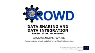 DATA SHARING AND
DATA INTEGRATION
PPP NETWORKING SESSION
This project has received funding from the European
Union’s Horizon 2020 research and innovation
programme
 