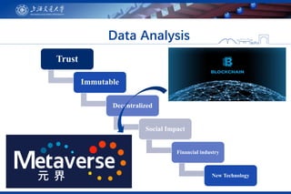 Trust
Immutable
Decentralized
Social Impact
Financial industry
New Technology
Data Analysis
 