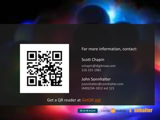 What’s Next?Moving consumers from print to digital will continue to be an important part of marketing for years to come.Other technologies that can make this transition possible are SMS (text messaging) and the emerging NFC chips (Near Field Communications).