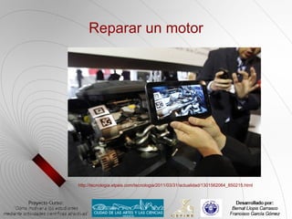 Nuestra experiencia
• U.D. Magnetismo y Electromagnetismo
   – Mediante :
      • Códigos QR
      • Sketchup
      • Aumentaty Author y Viewer
   - Desarrollo:
      - Empleo de PC
      - Tablets
      - Smartphones
   - Resultado final: creación motor eléctrico
 