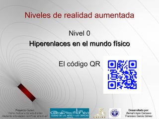 Niveles de realidad aumentada

            Nivel 0
 Hiperenlaces en el mundo físico

          El código QR
 