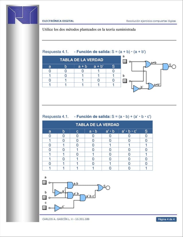 Circuitos Con Compuertas Lógicas Ejercicios – MHIDTZ