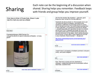 Sharing Each note can be the beginning of a discussion when shared. Sharing helps you remember. Feedback loops with friends and group helps you improve yourself. 
