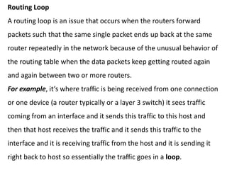 Routing Loop
A routing loop is an issue that occurs when the routers forward
packets such that the same single packet ends...