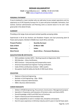 Quantity Surveyor CV | PDF