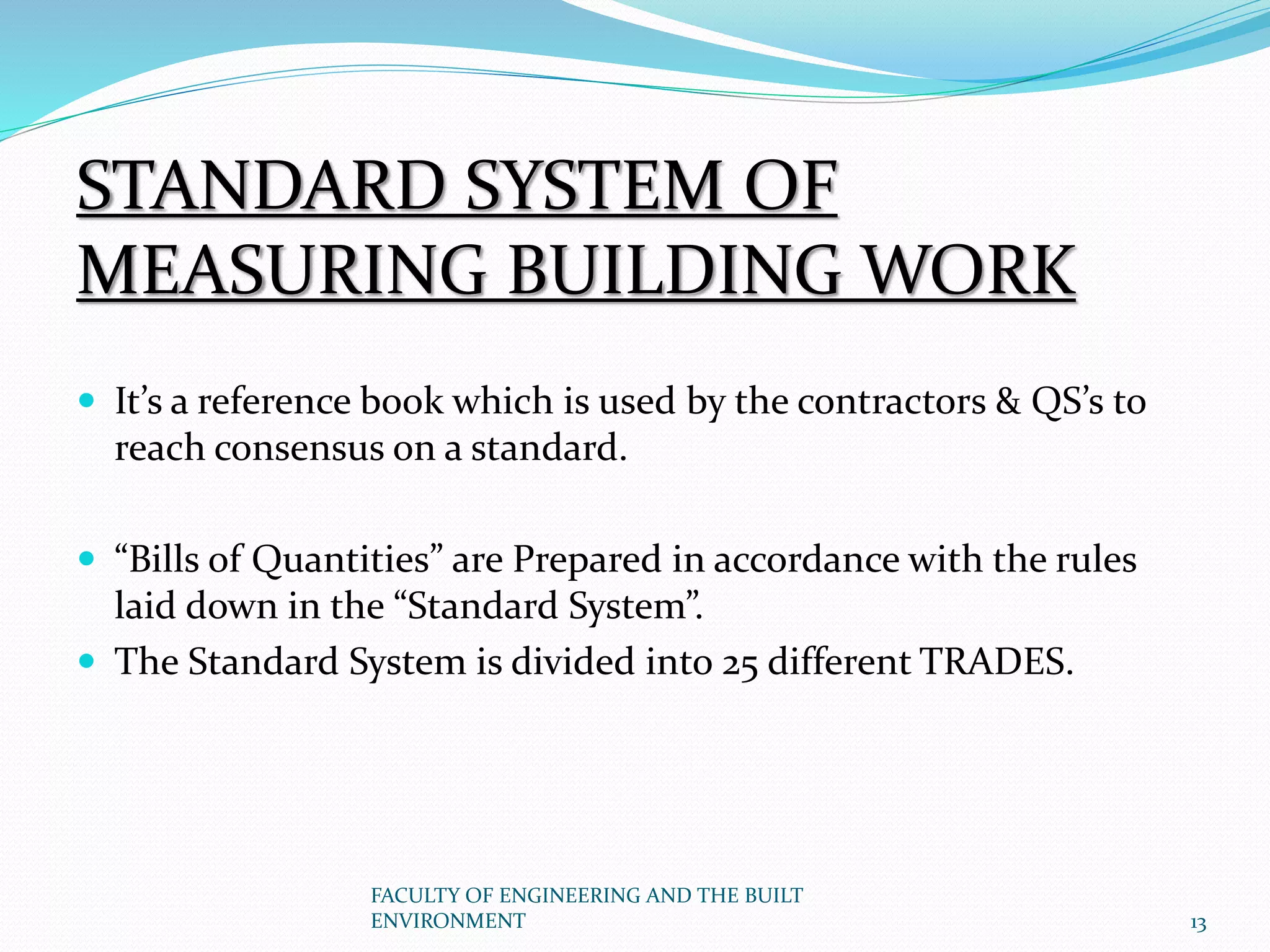 QUANTITY SURVEYING | PPTX