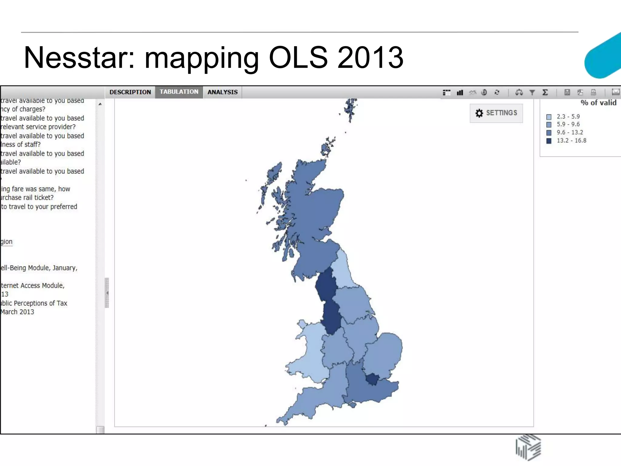 Nesstar: mapping OLS 2013
 