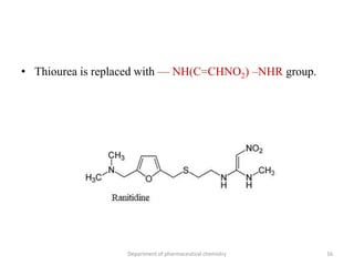 • Thiourea is replaced with –– NH(C=CHNO2) –NHR group.
16Department of pharmaceutical chemistry
 