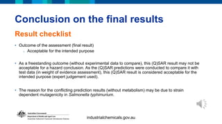 Csar Form.pdf QSAR Assessment Framework Presentation Australian Industrial Chemicals ...