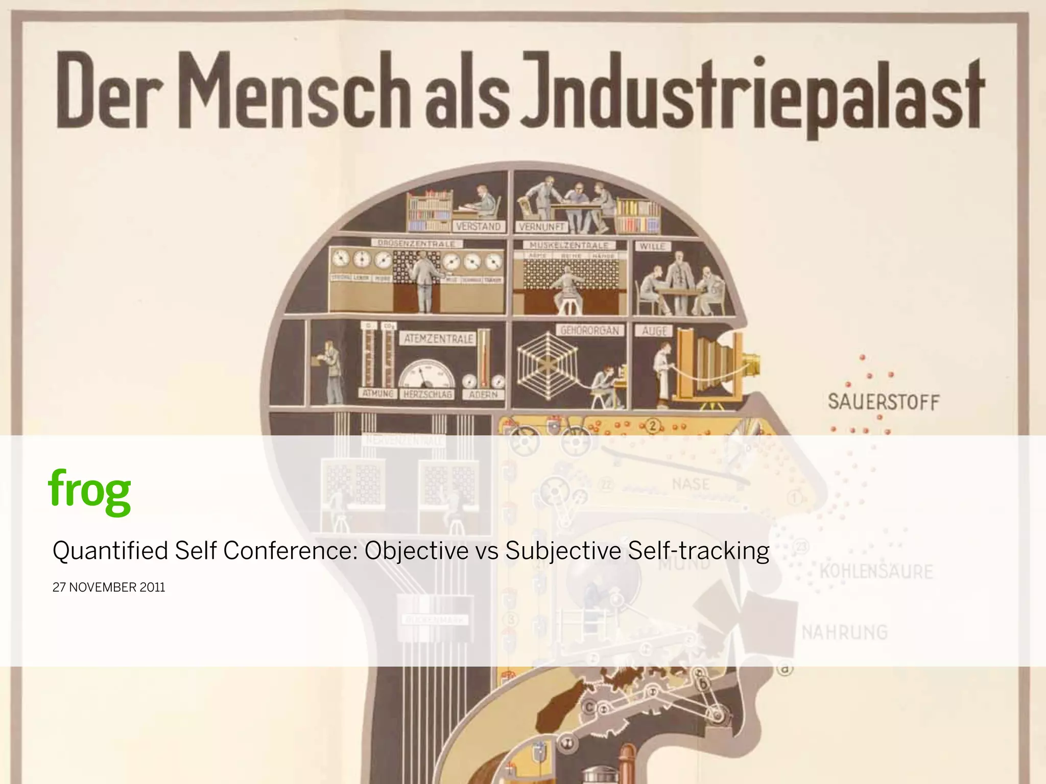 Quantiﬁed Self Conference: Objective vs Subjective Self-tracking
27 NOVEMBER 2011
 